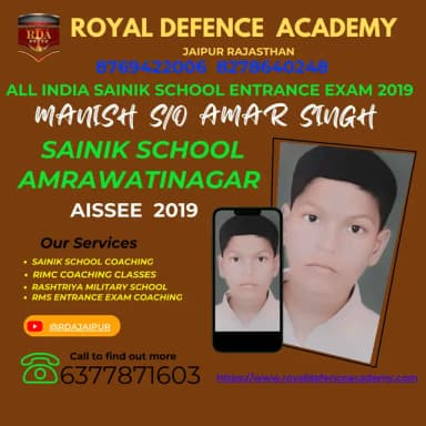 Which coaching institute is best for Sainik School Coaching, Military School, RMS, and RIMC entrance exams in manipur? Royal Defence Academy offers outstanding online coaching for Sainik School, Rashtriya Military School, RMS, and RIMC entrance exams