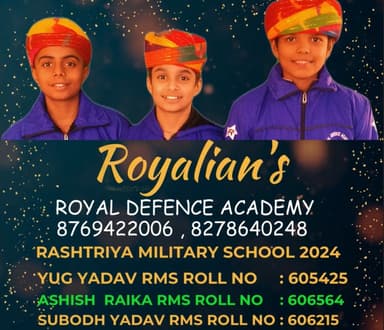 Royal Defence Academy ensures success expert coaching for Sainik School, Rashtriya Military School, RMS, and RIMC entrance exams online